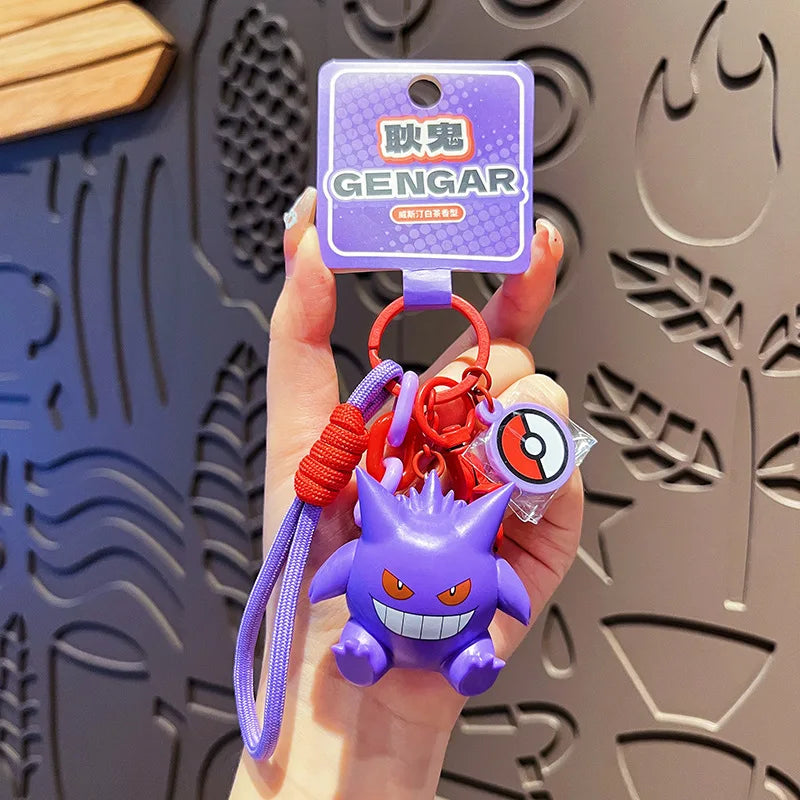 Genuine Pokemon Keychain Pikachu Gengar Sylveon Sprigatito Quaxly Fuecoco Anime Action Figure Toy Keyring Fragrance Pendant Gift