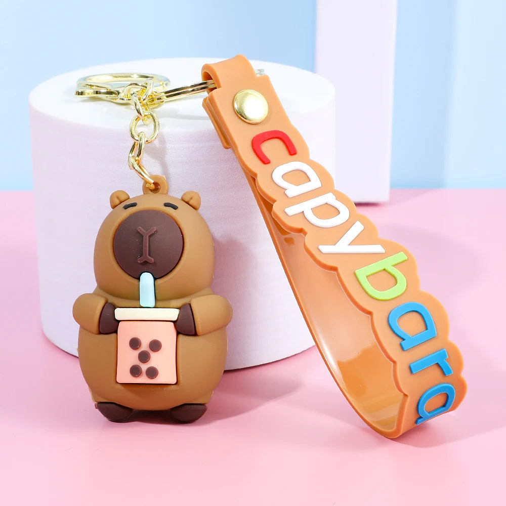 Cute Capybara Keychain Creative Cartoon Animal Pendant For Women Doll Keyring Ornament Car Key Accessories Holiday Gift Jewelry