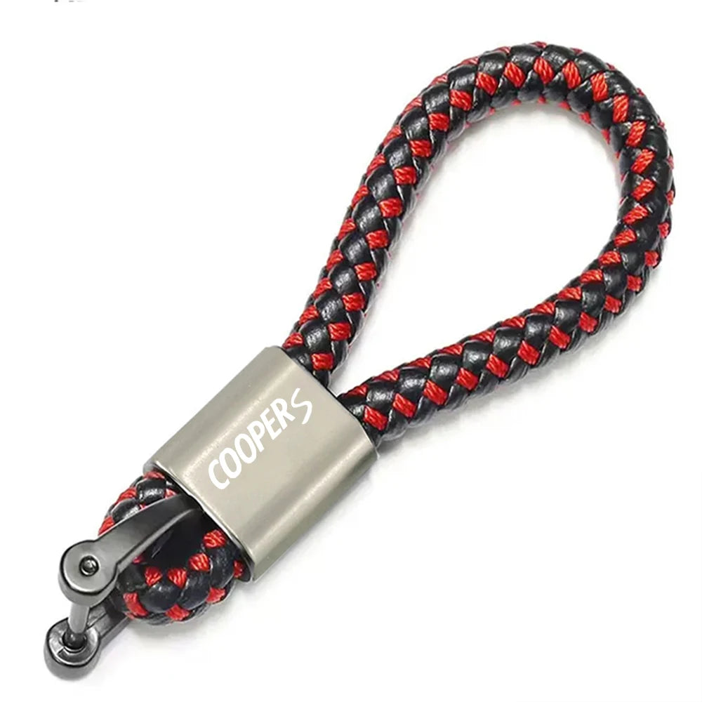 For Mini Cooper S R56 F56 R53 F55 F57 F54 R52 2022 High Quality Car Accessories Custom LOGO Braided Rope Keyring Metal Keychain
