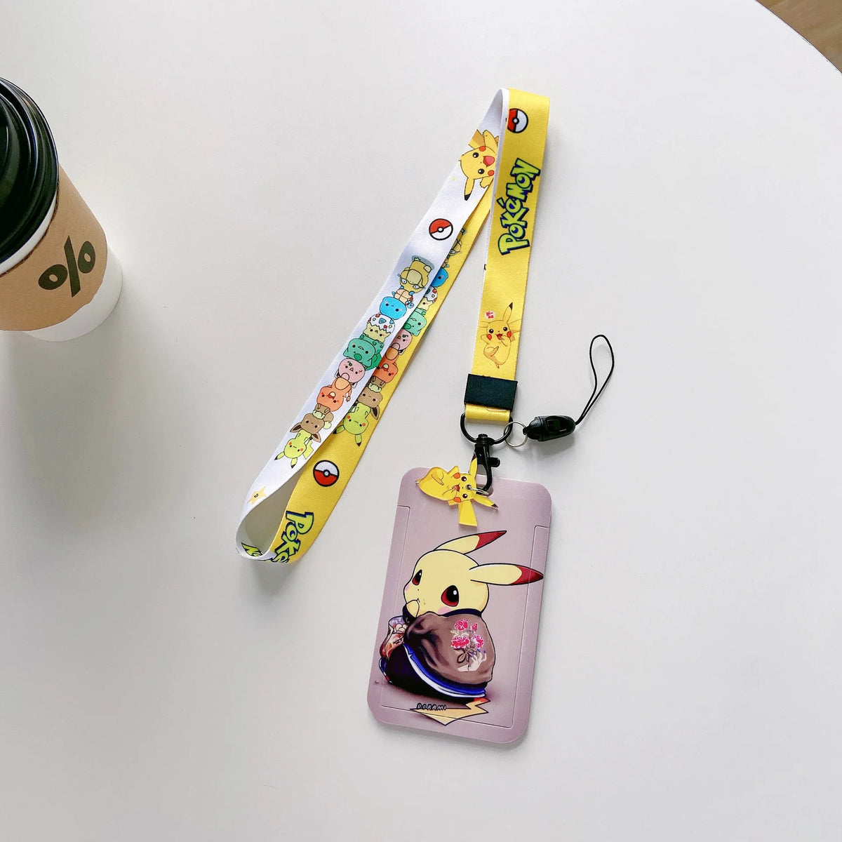 Pokemon Pikachu Keychain Anime Cartoon Couple Student Id Bus Bank Access Control Card Case Accessory Hanging Rope Accessories