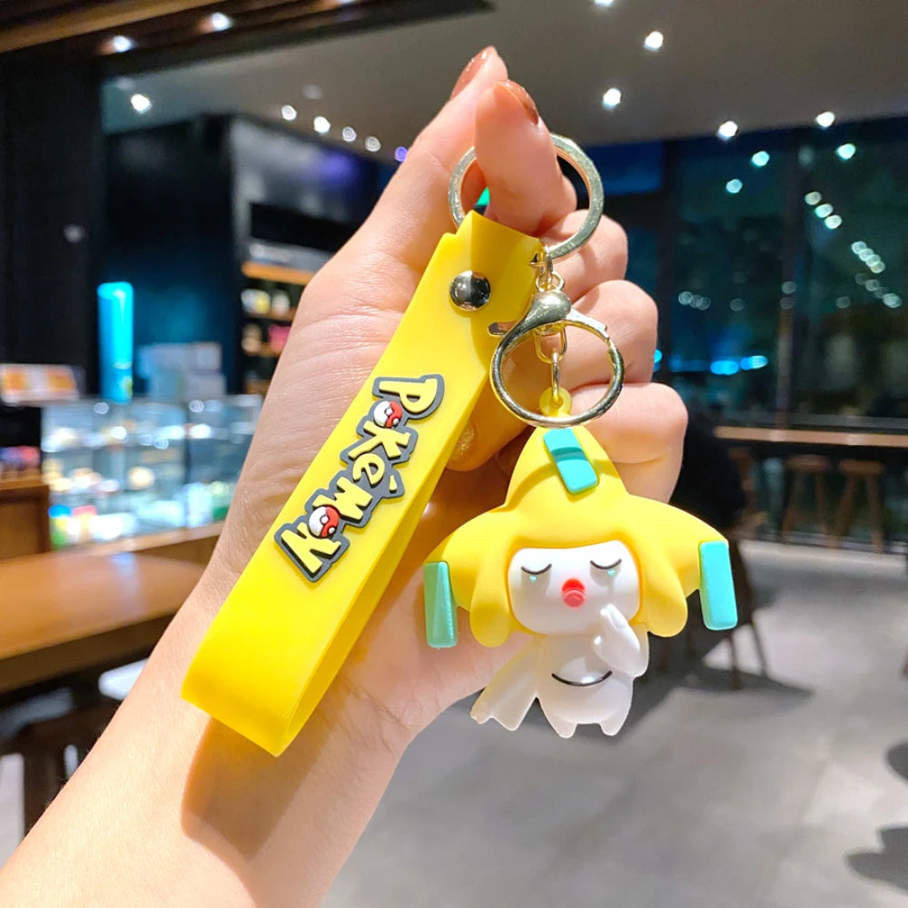 Pokémon Keychain Set, Adorable Pikachu Eevee Charmander figure Keychain, Anime Collectible Key Ring for Bag Backpack Gift