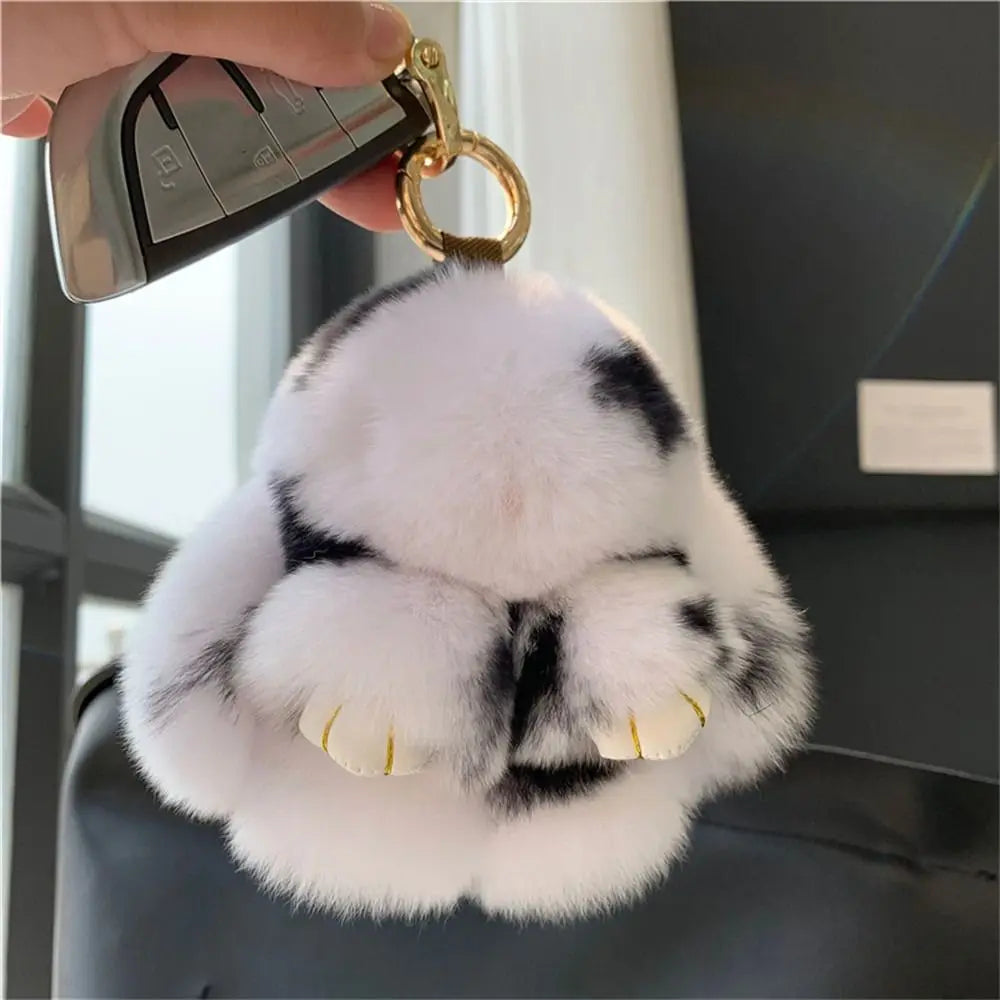 Plush Dolls Rabbit Fur Keychain Bags Pendant Bag Charm Bunny Keychain Cute Fuffy Alloy Ring Plush Rabbit Key Ring Kids Gift