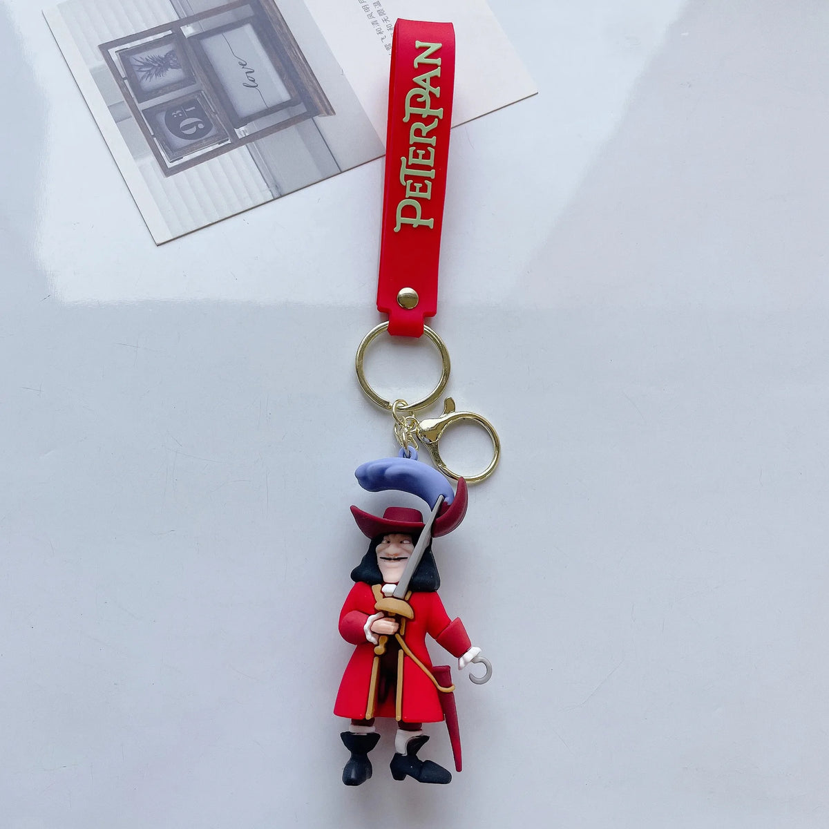 Disney Cartoon Peter Pan Figure Keychain Anime Peter and Wendy Hooker Car Key Accessories Bag Pendent Toy Birthday Gift for Kids
