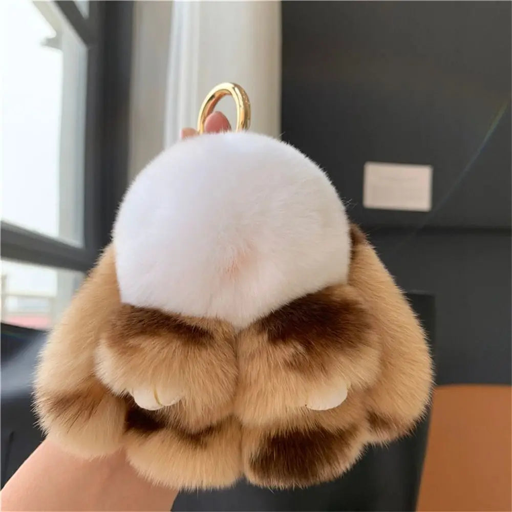 Plush Dolls Rabbit Fur Keychain Bags Pendant Bag Charm Bunny Keychain Cute Fuffy Alloy Ring Plush Rabbit Key Ring Kids Gift