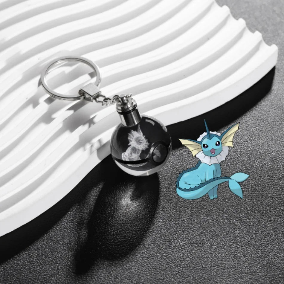 Pokemon Crystal Ball 3D Pikachu Mewtwo Mew Gengar keychain Pokeball Crystal Pokemon Glass Ball Figure Birthday Gift