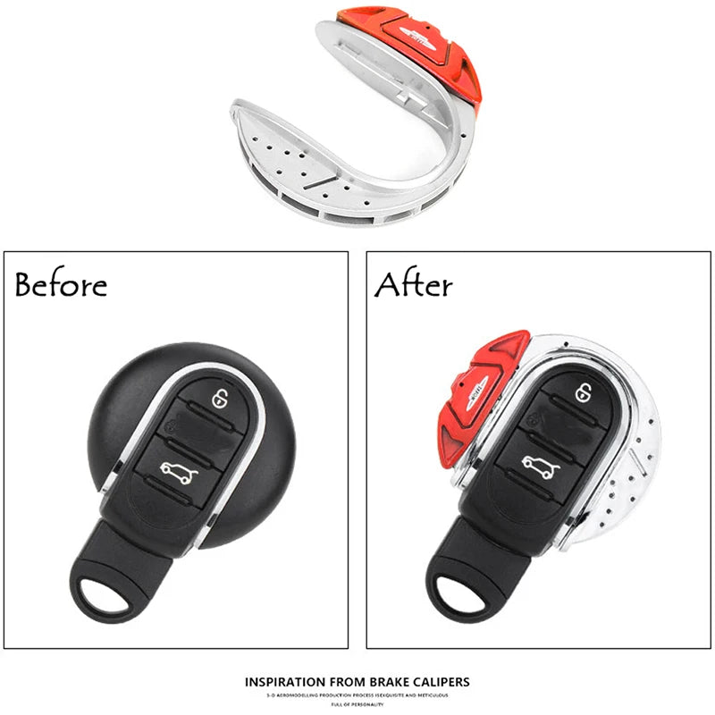 Smart Key Cover JCW Brake Disc Style Shape 3/4 Button Key Fob Case Shell with Keychain Ring Belt For MINI Cooper F55 F56 F57 F60