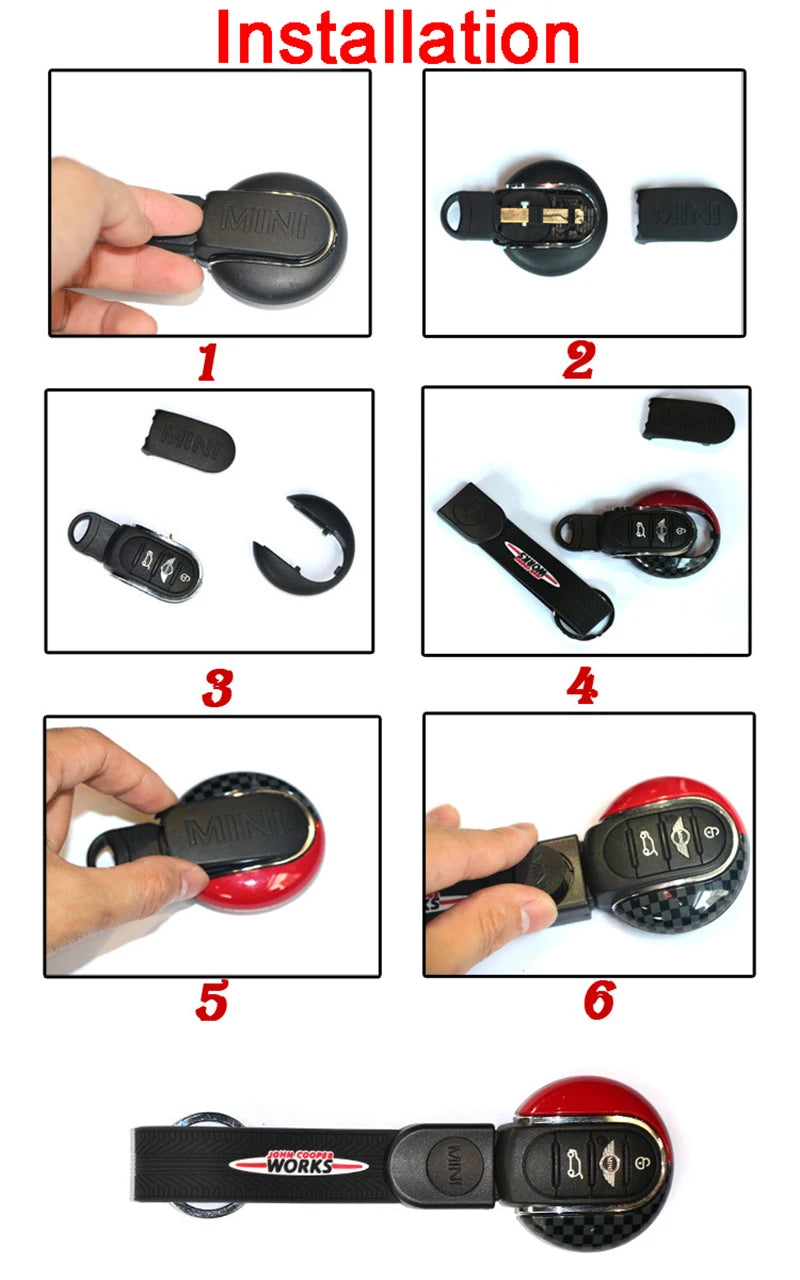 Smart Key Cover JCW Brake Disc Style Shape 3/4 Button Key Fob Case Shell with Keychain Ring Belt For MINI Cooper F55 F56 F57 F60