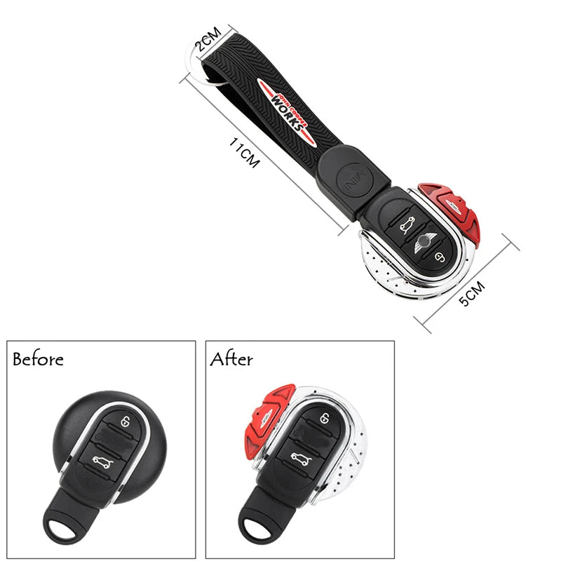 Smart Key Cover JCW Brake Disc Style Shape 3/4 Button Key Fob Case Shell with Keychain Ring Belt For MINI Cooper F55 F56 F57 F60