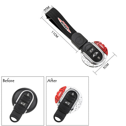 Smart Key Cover JCW Brake Disc Style Shape 3/4 Button Key Fob Case Shell with Keychain Ring Belt For MINI Cooper F55 F56 F57 F60