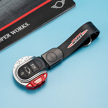 Smart Key Cover JCW Brake Disc Style Shape 3/4 Button Key Fob Case Shell with Keychain Ring Belt For MINI Cooper F55 F56 F57 F60