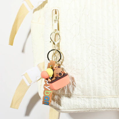 Cute Capybara Keychain Creative Cartoon Animal Pendant For Women Doll Keyring Ornament Car Key Accessories Holiday Gift Jewelry