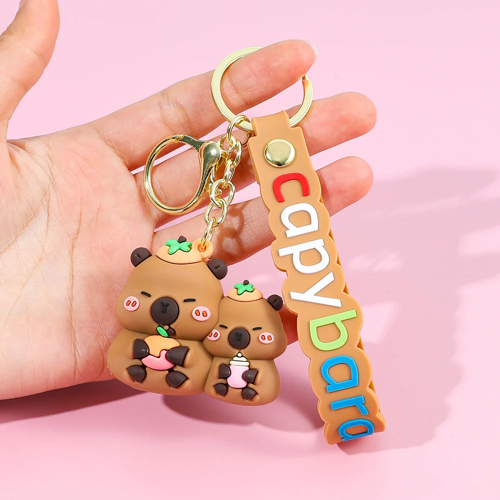 Cute Capybara Keychain Creative Cartoon Animal Pendant For Women Doll Keyring Ornament Car Key Accessories Holiday Gift Jewelry