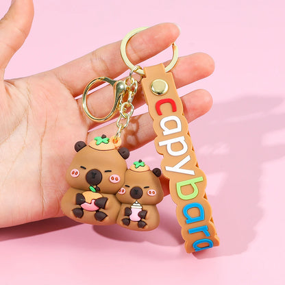 Cute Capybara Keychain Creative Cartoon Animal Pendant For Women Doll Keyring Ornament Car Key Accessories Holiday Gift Jewelry