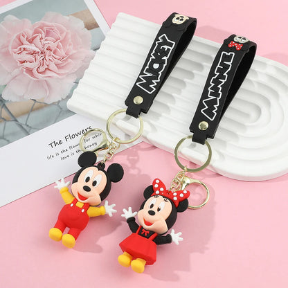 Disney PVC Figure Mickey and Minnie Mouse Keychains Creative Gift Car Metal Key Chain Accessories Gift for Friend