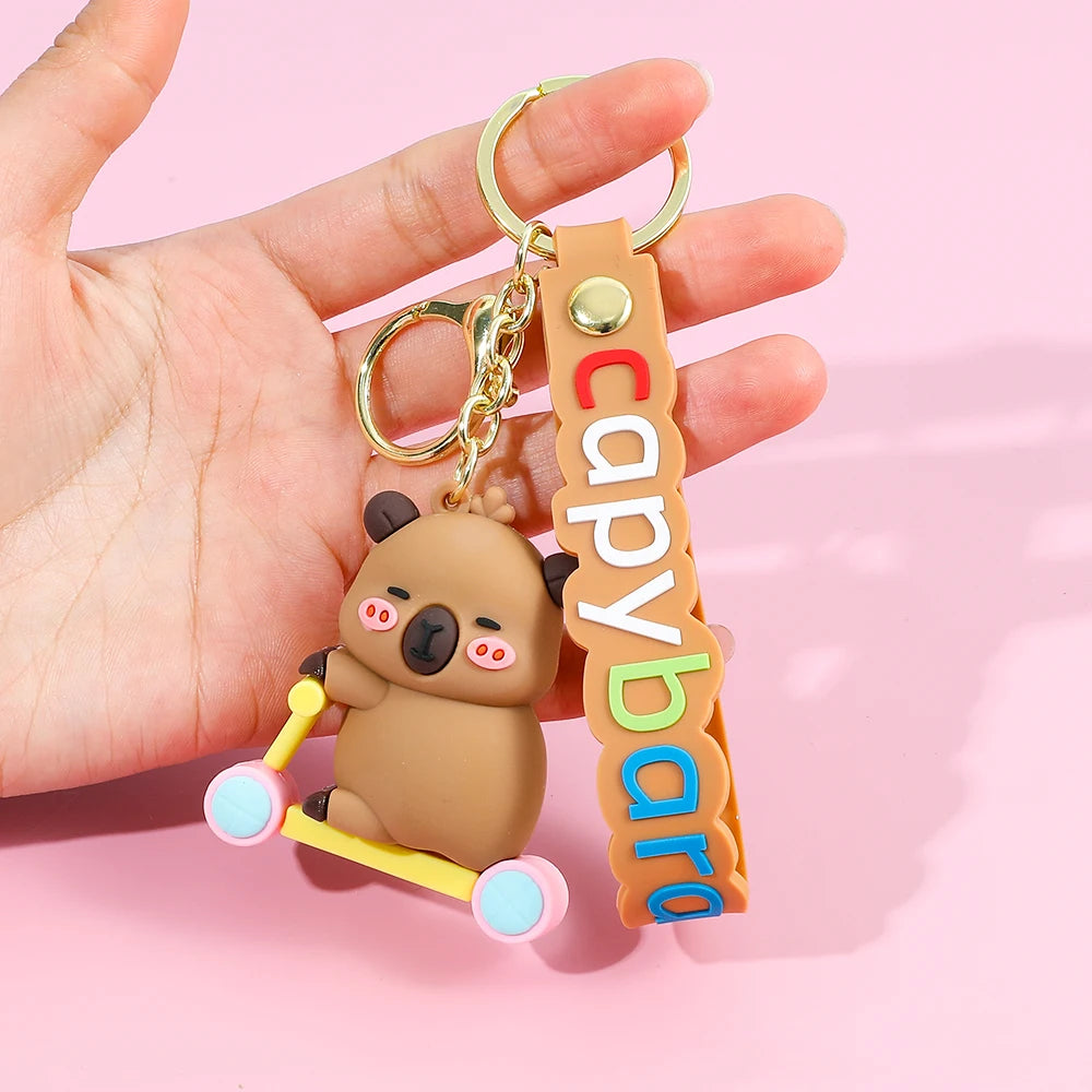 Cute Capybara Keychain Creative Cartoon Animal Pendant For Women Doll Keyring Ornament Car Key Accessories Holiday Gift Jewelry
