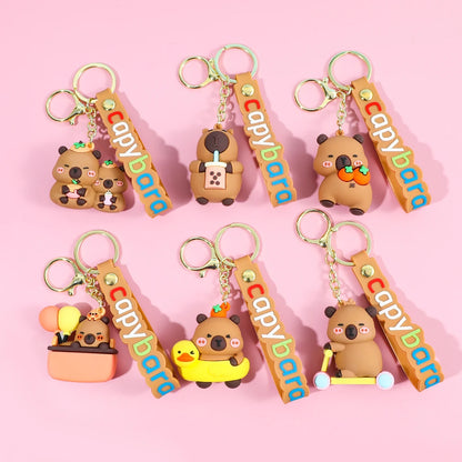 Cute Capybara Keychain Creative Cartoon Animal Pendant For Women Doll Keyring Ornament Car Key Accessories Holiday Gift Jewelry
