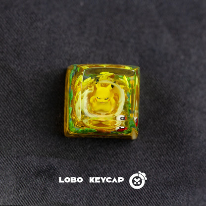 Pokemon Pikachu Transparent Esc Keycap Keyboard Accessories Anime Cute Resin Shrink Drip Glue handmade Keycaps Anime Fans Gift