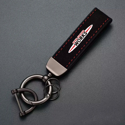 1PC Simple PU Leather Keychain Women Men Car Key Ring Chain For MINI Cooper R56 F56 R50 JCW Cabrio Aceman Countryman Coupe WORKS