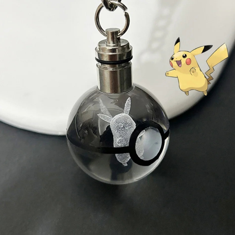 Pokemon Crystal Ball 3D Pikachu Mewtwo Mew Gengar keychain Pokeball Crystal Pokemon Glass Ball Figure Birthday Gift
