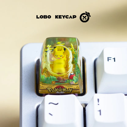 Pokemon Pikachu Transparent Esc Keycap Keyboard Accessories Anime Cute Resin Shrink Drip Glue handmade Keycaps Anime Fans Gift