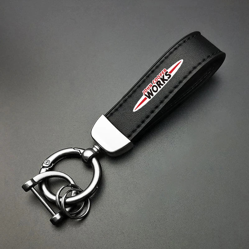 1PC Simple PU Leather Keychain Women Men Car Key Ring Chain For MINI Cooper R56 F56 R50 JCW Cabrio Aceman Countryman Coupe WORKS
