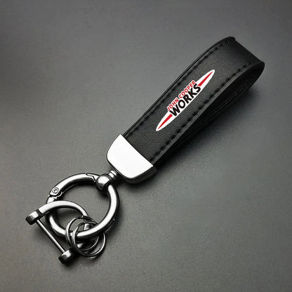 1PC Simple PU Leather Keychain Women Men Car Key Ring Chain For MINI Cooper R56 F56 R50 JCW Cabrio Aceman Countryman Coupe WORKS