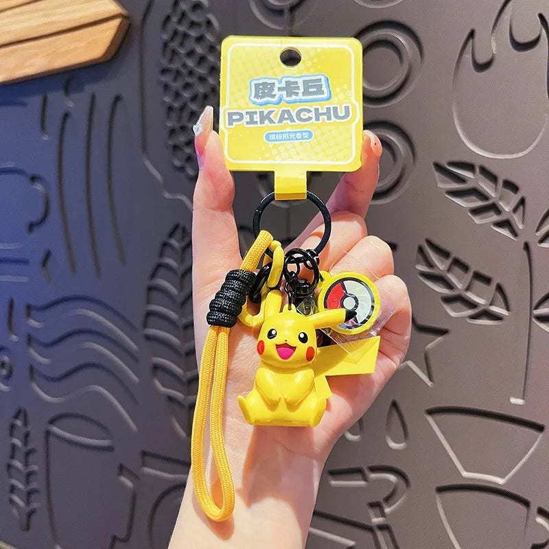 Poké Mon Aromatherapy Keychain Pikachu GENGAR SPRIGATITO SYLVEON FUECOCO QUAXLY Doll Handmade Pendant Children's Toy Gift