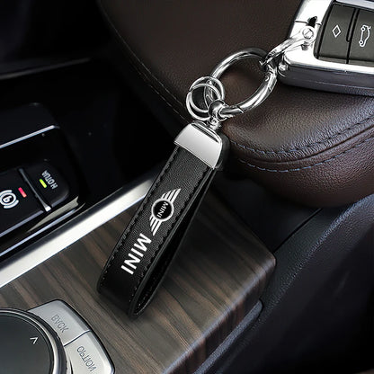 1PC Simple PU Leather Keychain Women Men Car Key Ring Chain For MINI Cooper R56 F56 R50 JCW Cabrio Aceman Countryman Coupe WORKS