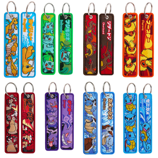 Pokémon Anime Elf Monsters Keychain for Cars Backpack Key Holders Embroidery Keyrings Key Tag Jet Tag Accessories Gifts