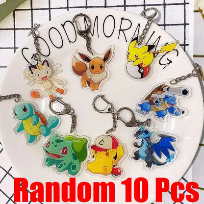 Pokemon Characters Pikachu Bulbasaur Acrylic Keychain Bag Charms Accessories Backpack Pendant Key Holder Friend Gifts