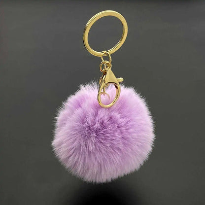 Fluffy Ball Pendant Keychain Artificial Fur Pompom Cute Candy Colors Keyring Charms Jewelry Key Chain Ring for Women Bag Gift