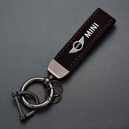 1PC Simple PU Leather Keychain Women Men Car Key Ring Chain For MINI Cooper R56 F56 R50 JCW Cabrio Aceman Countryman Coupe WORKS