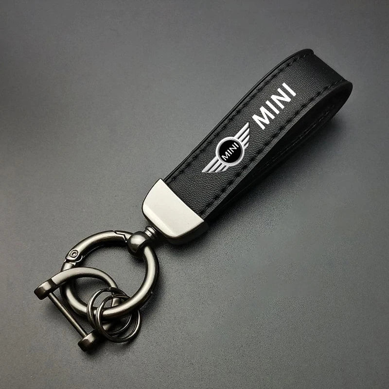 1PC Simple PU Leather Keychain Women Men Car Key Ring Chain For MINI Cooper R56 F56 R50 JCW Cabrio Aceman Countryman Coupe WORKS