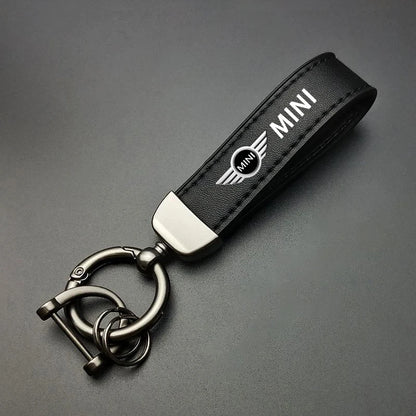 1PC Simple PU Leather Keychain Women Men Car Key Ring Chain For MINI Cooper R56 F56 R50 JCW Cabrio Aceman Countryman Coupe WORKS