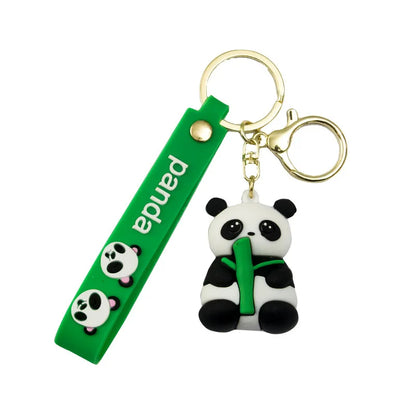 Cute Hold Bamboo Panda Keychain Silicone Giant Panda Schoolbag Doll Pendant Car Keyring Accessories Ornaments Small Gift