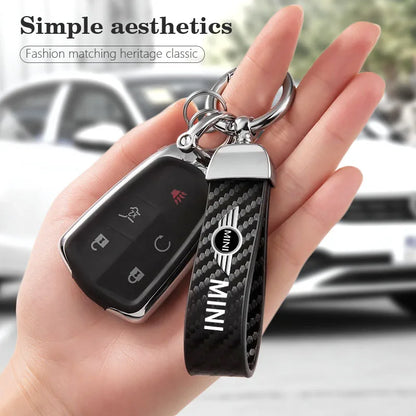 1PC Simple PU Leather Keychain Women Men Car Key Ring Chain For MINI Cooper R56 F56 R50 JCW Cabrio Aceman Countryman Coupe WORKS