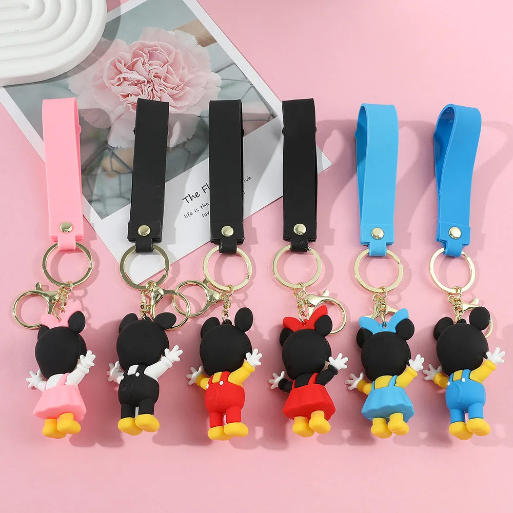 Mickey Minnie PVC Keychain Doll Action Figural Couple Car Key Chain Pendant Hanging Ornaments Wedding Gifts