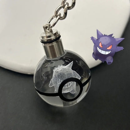 Pokemon Crystal Ball 3D Pikachu Mewtwo Mew Gengar keychain Pokeball Crystal Pokemon Glass Ball Figure Birthday Gift