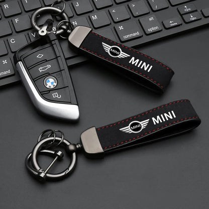 1PC Simple PU Leather Keychain Women Men Car Key Ring Chain For MINI Cooper R56 F56 R50 JCW Cabrio Aceman Countryman Coupe WORKS