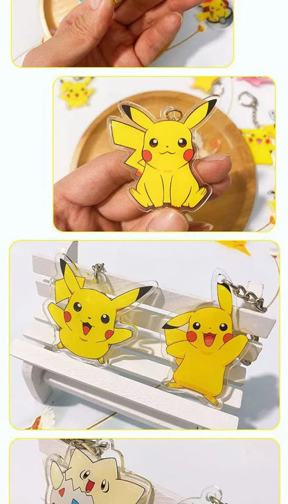 Pokemon Characters Pikachu Bulbasaur Acrylic Keychain Bag Charms Accessories Backpack Pendant Key Holder Friend Gifts