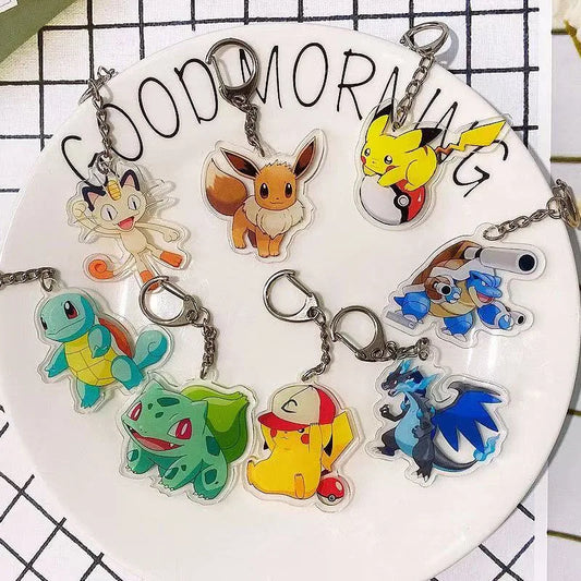 Pokemon Characters Pikachu Bulbasaur Acrylic Keychain Bag Charms Accessories Backpack Pendant Key Holder Friend Gifts