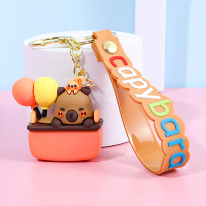 Cute Capybara Keychain Creative Cartoon Animal Pendant For Women Doll Keyring Ornament Car Key Accessories Holiday Gift Jewelry