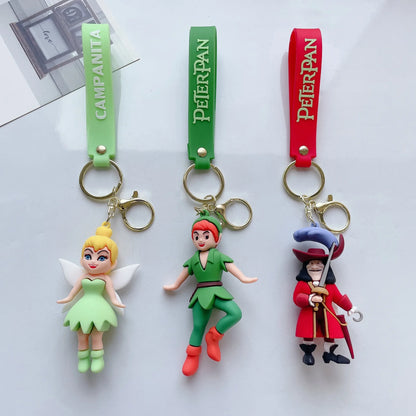 Disney Cartoon Peter Pan Figure Keychain Anime Peter and Wendy Hooker Car Key Accessories Bag Pendent Toy Birthday Gift for Kids
