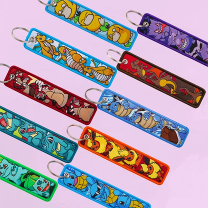 Pokémon Anime Elf Monsters Keychain for Cars Backpack Key Holders Embroidery Keyrings Key Tag Jet Tag Accessories Gifts