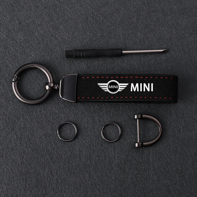 1PC Simple PU Leather Keychain Women Men Car Key Ring Chain For MINI Cooper R56 F56 R50 JCW Cabrio Aceman Countryman Coupe WORKS