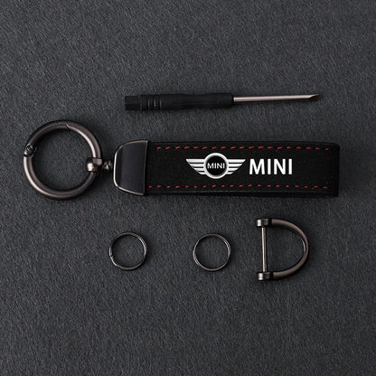 1PC Simple PU Leather Keychain Women Men Car Key Ring Chain For MINI Cooper R56 F56 R50 JCW Cabrio Aceman Countryman Coupe WORKS