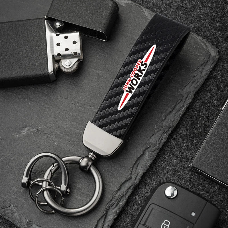 1PC Simple PU Leather Keychain Women Men Car Key Ring Chain For MINI Cooper R56 F56 R50 JCW Cabrio Aceman Countryman Coupe WORKS