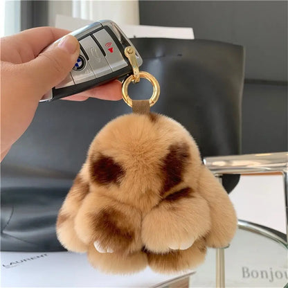 Plush Dolls Rabbit Fur Keychain Bags Pendant Bag Charm Bunny Keychain Cute Fuffy Alloy Ring Plush Rabbit Key Ring Kids Gift