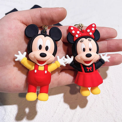 Disney PVC Figure Mickey and Minnie Mouse Keychains Creative Gift Car Metal Key Chain Accessories Gift for Friend