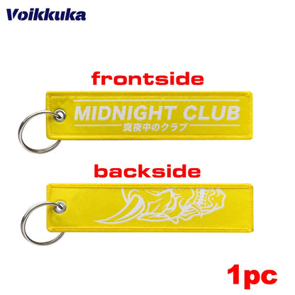 1Pc/2Pcs/3Pcs Set Sale Midnight Club Oni Mask Both Sides Embroidery Patterns Funny Tag Keychain Motorcycle Wholesale